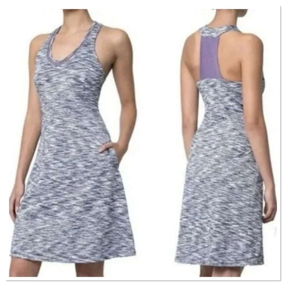 MPG Razor Back Performance Athletic Travel Dress Purple & Gray Sz S Built-in Bra